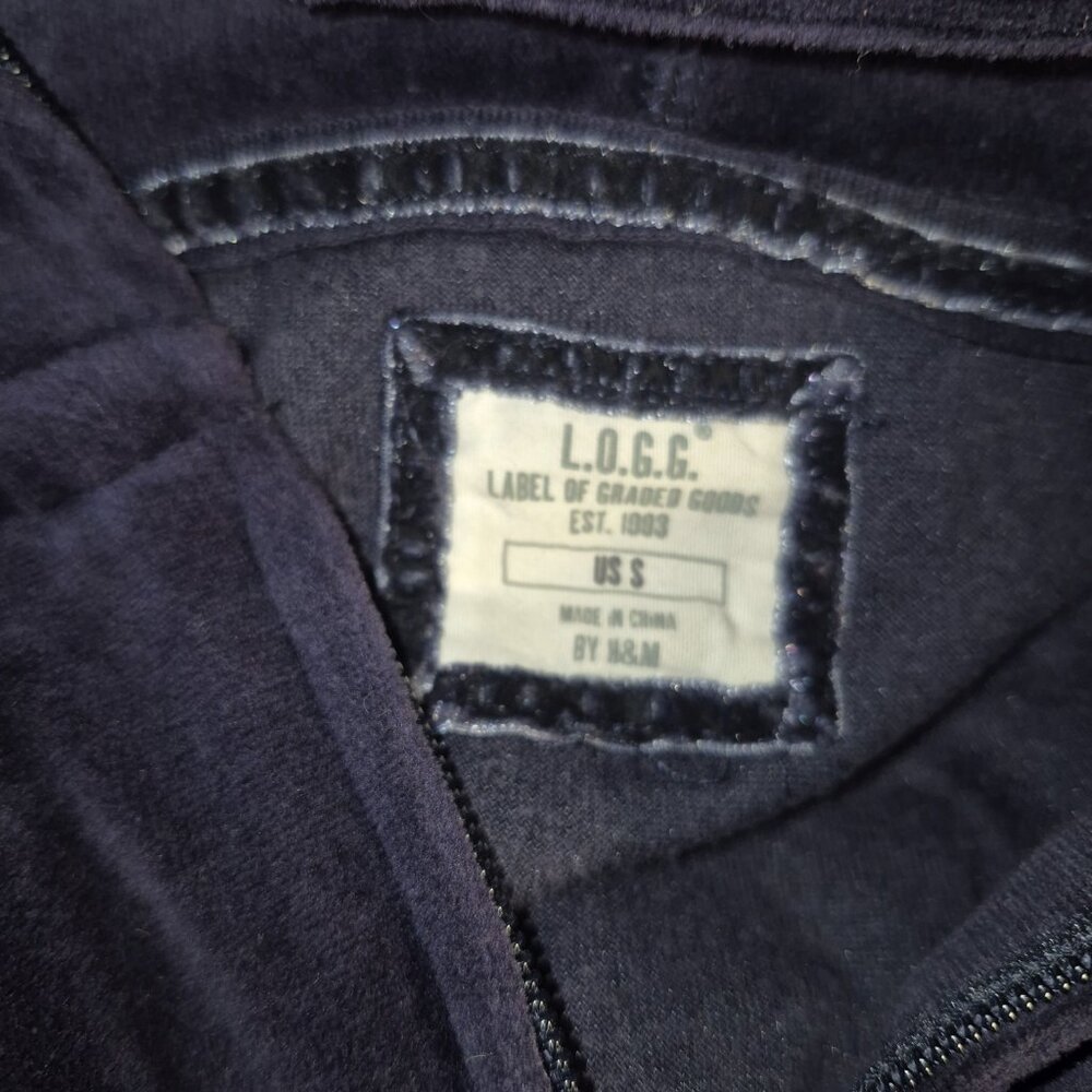 L.O.G.G./H&M fleece hoodie w/ zippered front, Dark Purple in size small - Picture 16 of 16